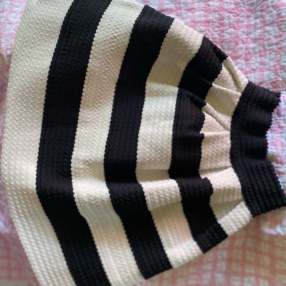 White and black striped skirt